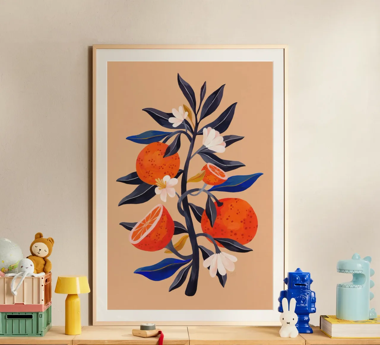 Giardino infuocato - Albero d'arancio poster con telaio in plastica da The Artcircle