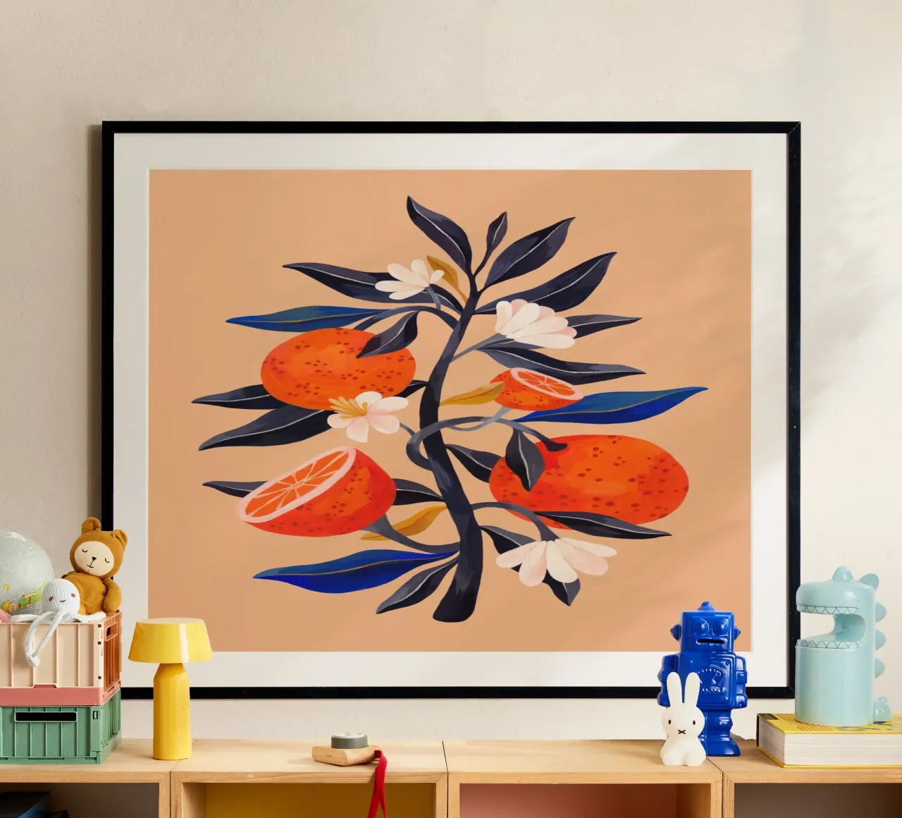 Giardino infuocato - Albero d'arancio poster con telaio in plastica da The Artcircle