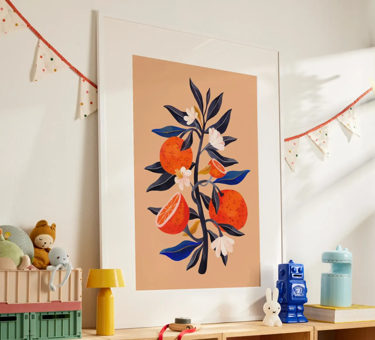 Giardino infuocato - Albero d'arancio poster con telaio in plastica da The Artcircle