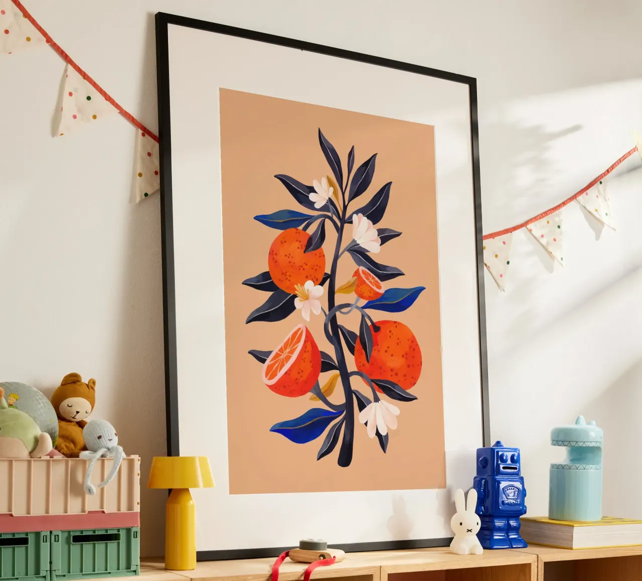 Giardino infuocato - Albero d'arancio poster con telaio in plastica da The Artcircle