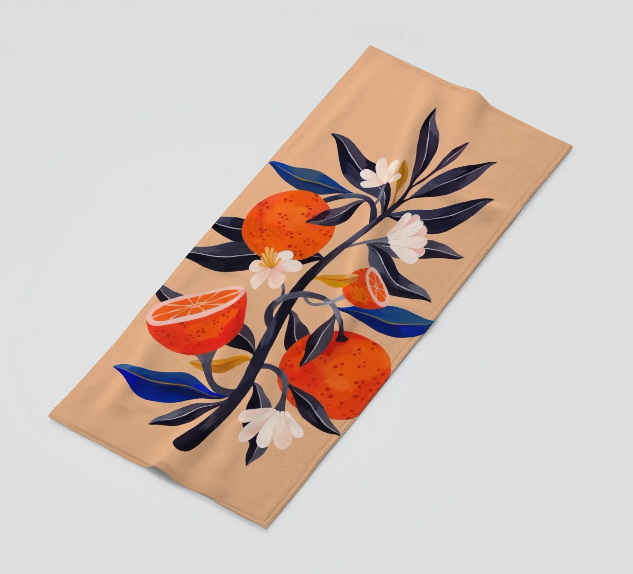 Flaming Garden - Orange Tree beach towel by The Artcircle