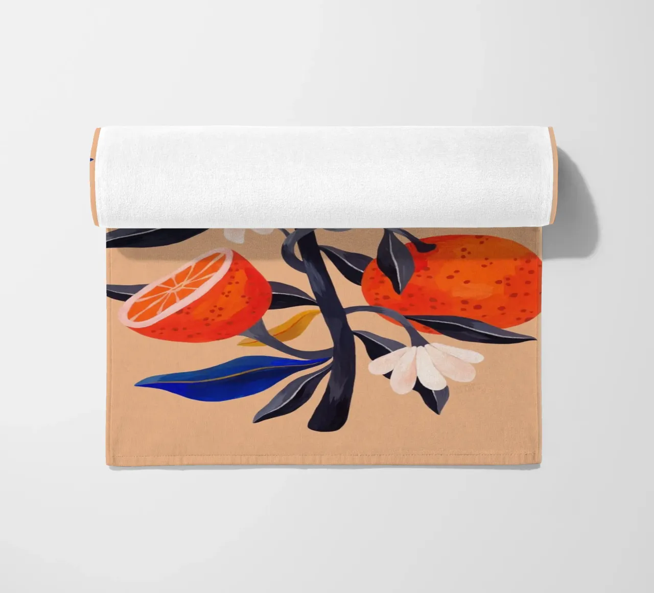 Flaming Garden - Orange Tree beach towel by The Artcircle
