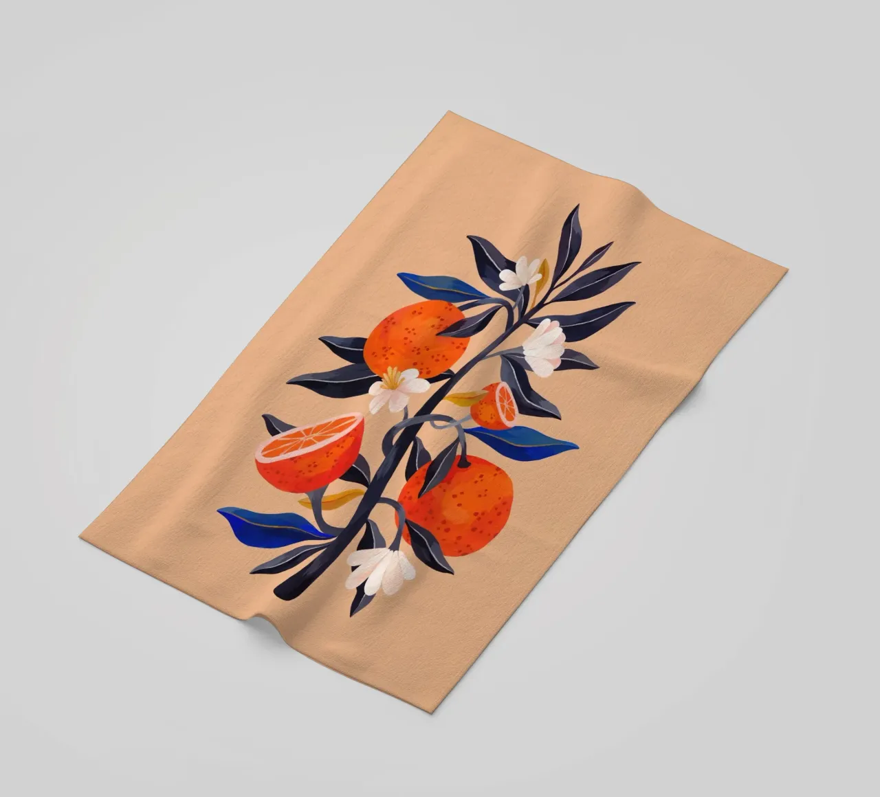 Flaming Garden - Orange Tree beach towel by The Artcircle