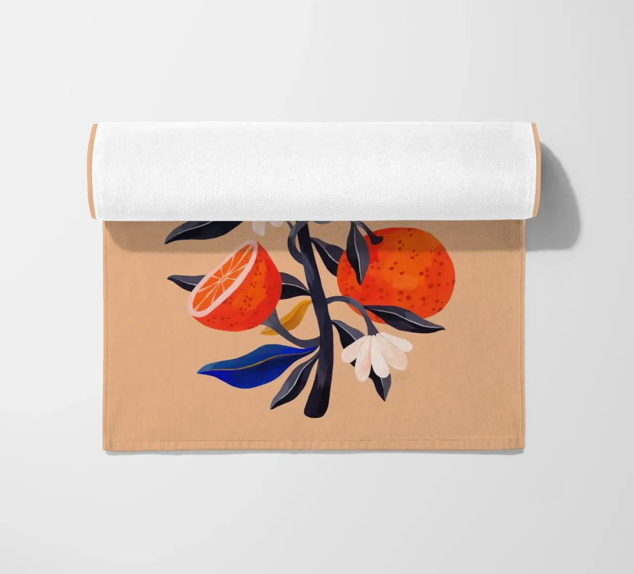 Flaming Garden - Orange Tree beach towel by The Artcircle
