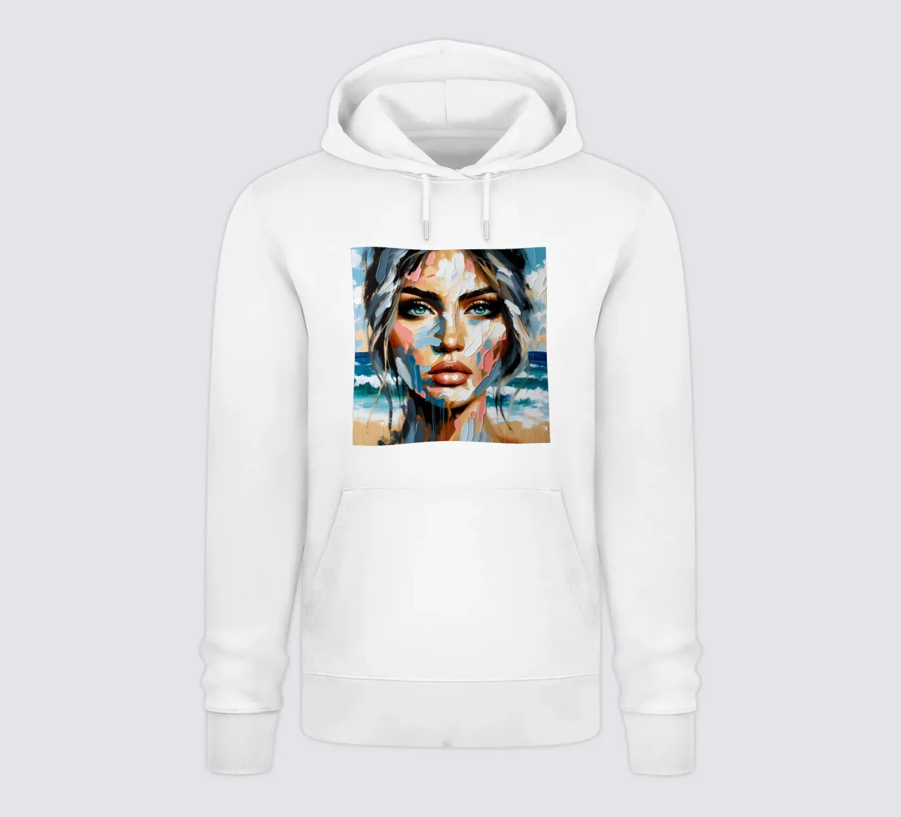 Donna calma in spiaggia felpa con cappuccio da ARTOMATIC