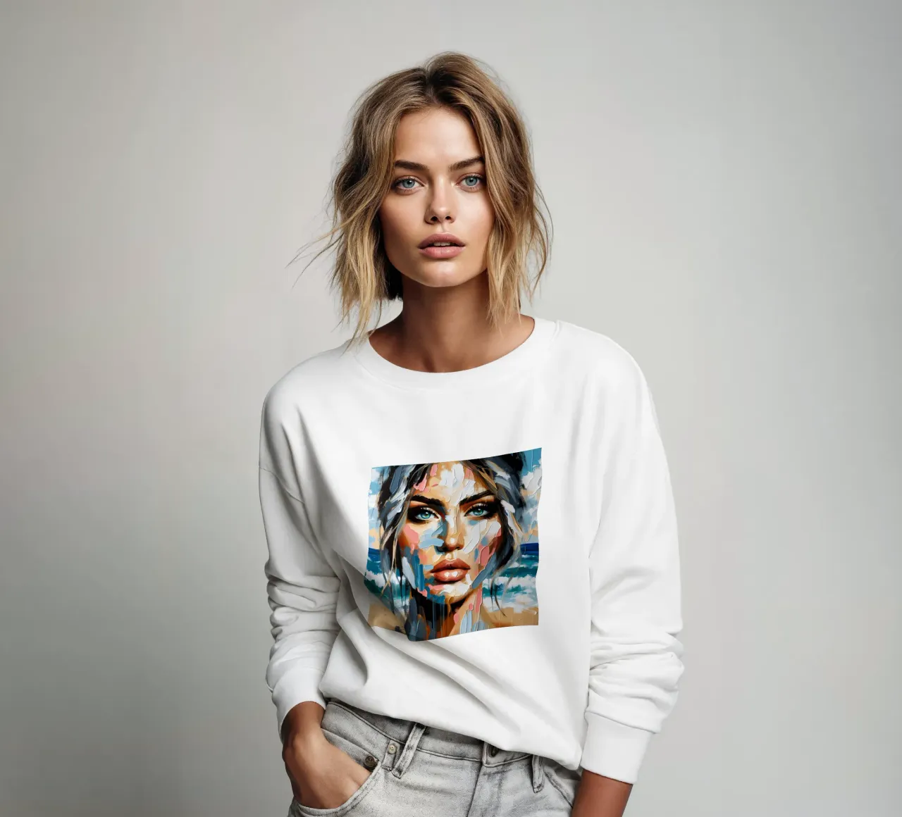 Calm Woman At Beach sweatshirt by ARTOMATIC