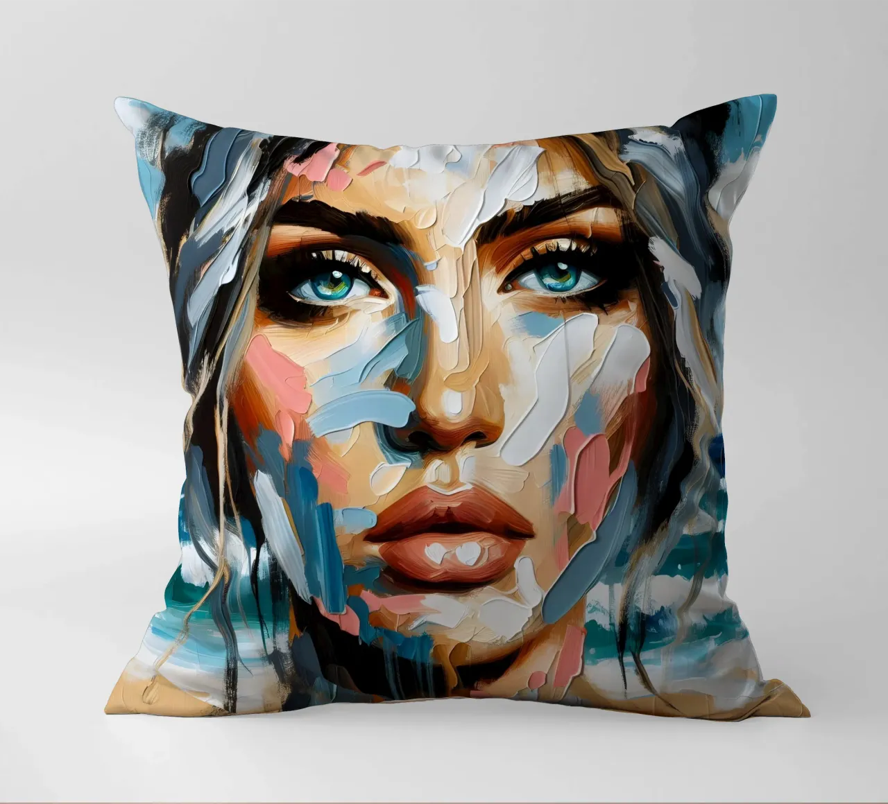 Donna calma in spiaggia cuscino da ARTOMATIC