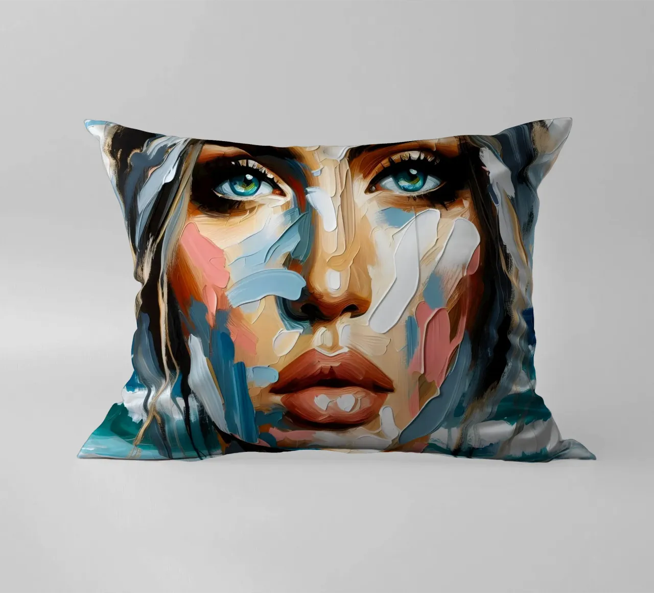 Donna calma in spiaggia cuscino da ARTOMATIC