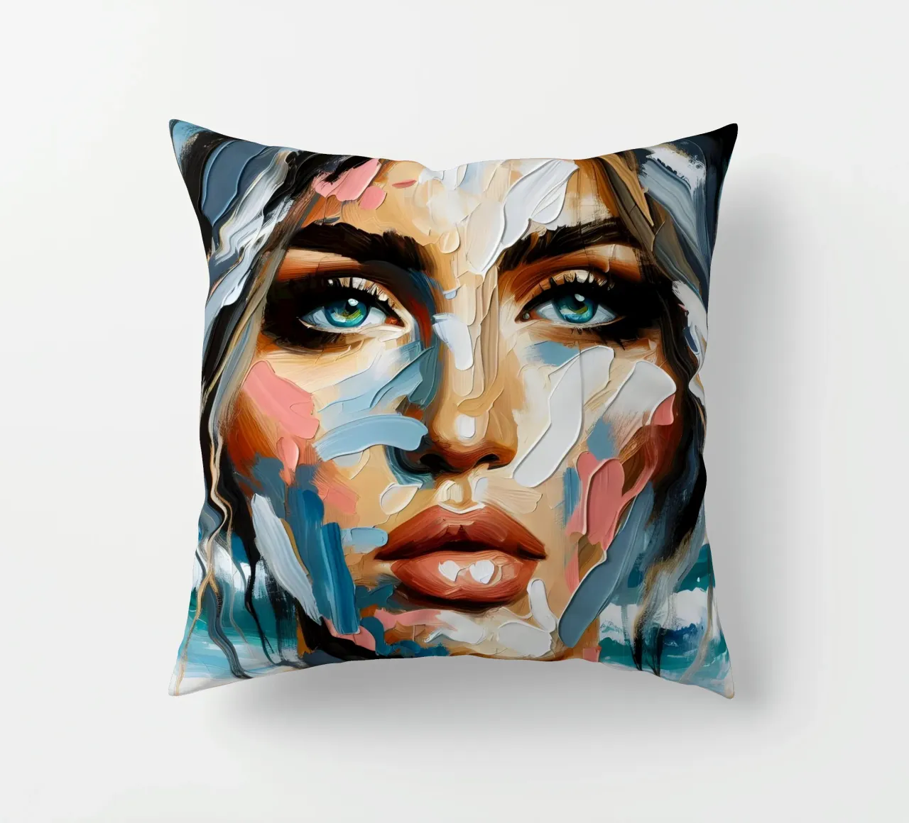 Donna calma in spiaggia cuscino da ARTOMATIC