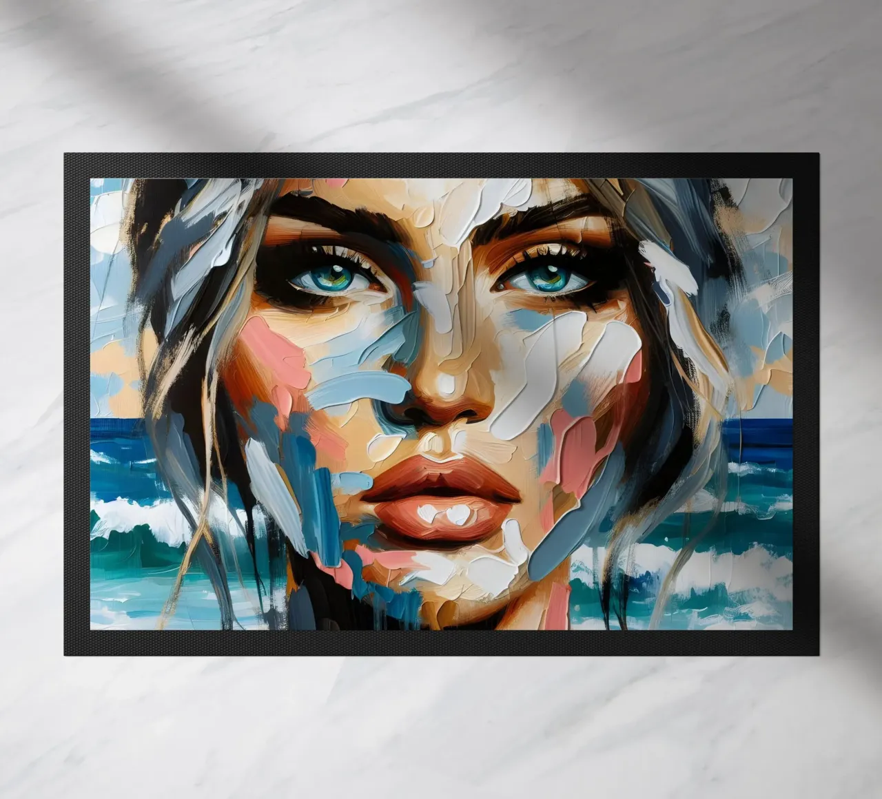 Donna calma in spiaggia zerbino da ARTOMATIC