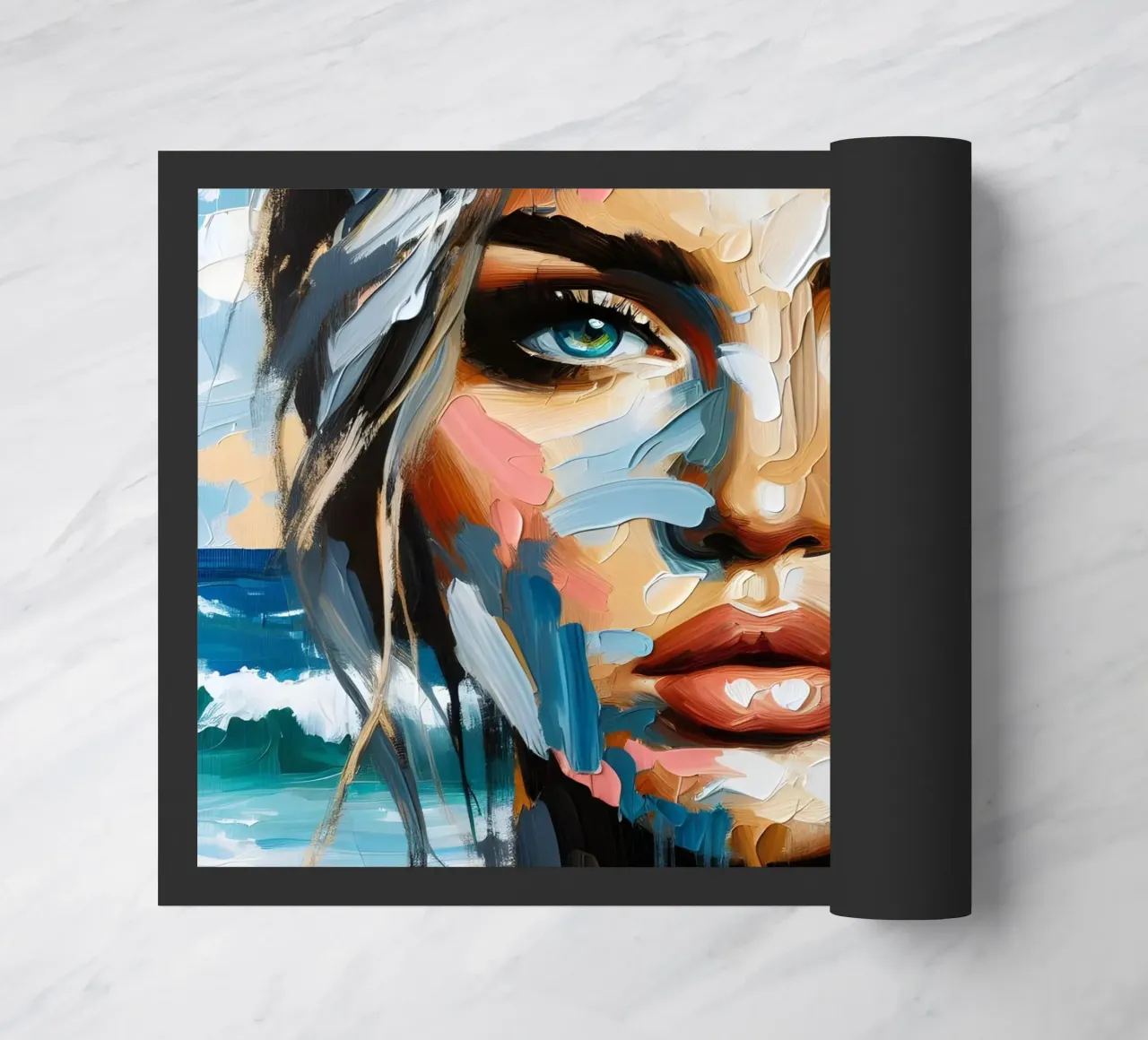 Donna calma in spiaggia zerbino da ARTOMATIC