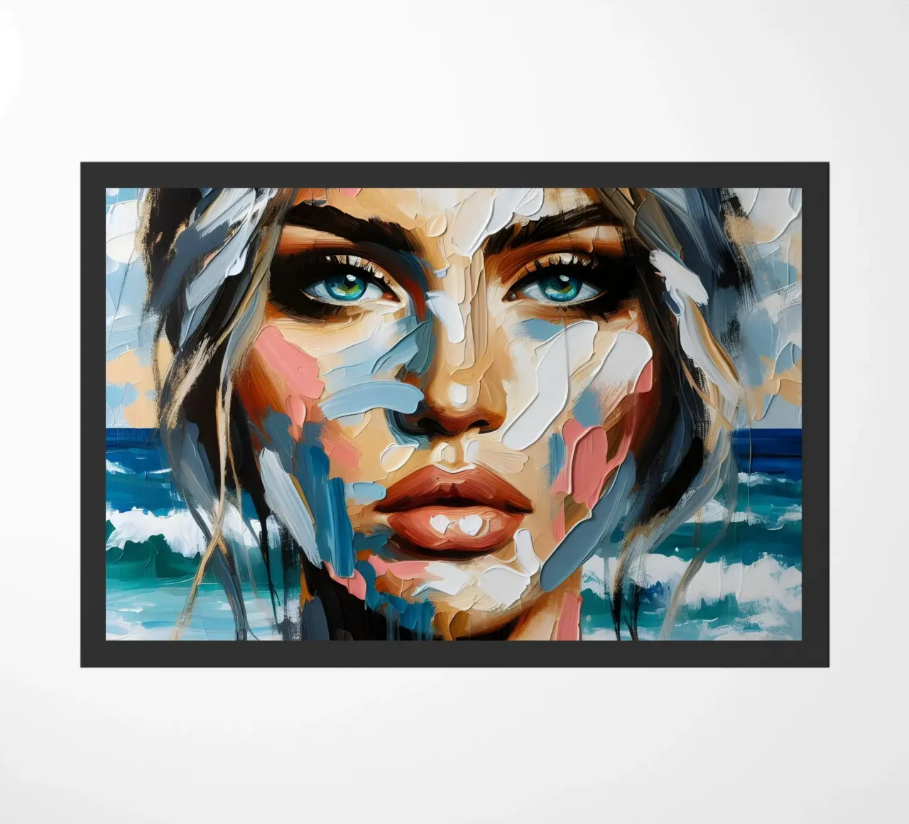 Donna calma in spiaggia zerbino da ARTOMATIC