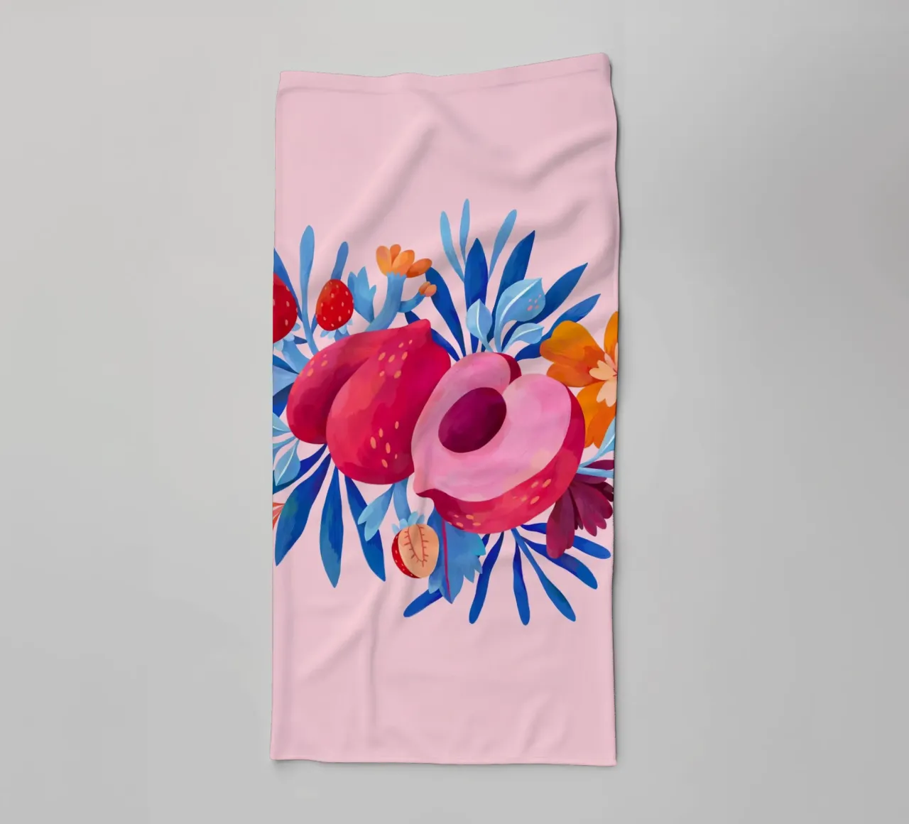Vlammende tuin - Compositie perzik badhanddoek van The Artcircle
