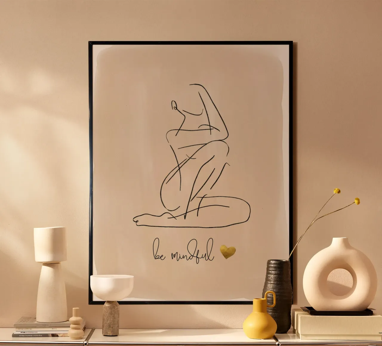 essere consapevoli poster con telaio in legno da ArtDesign by KBK