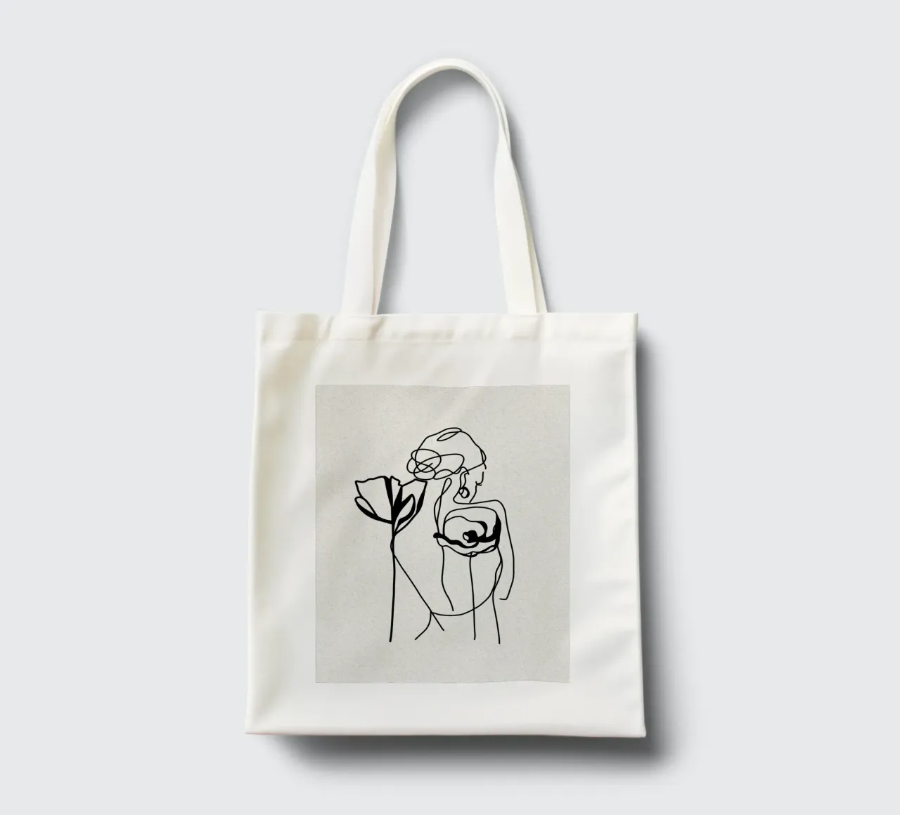 Donna con due fiori borsa in juta da ArtDesign by KBK