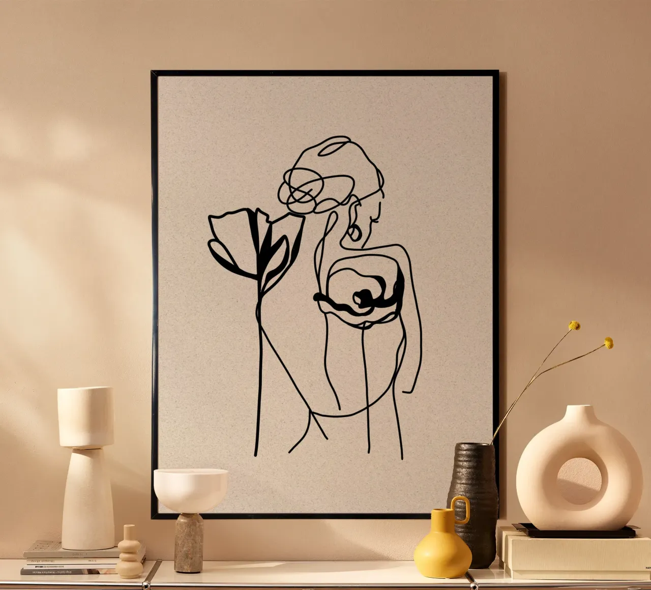 Donna con due fiori carta hahnemühle da ArtDesign by KBK