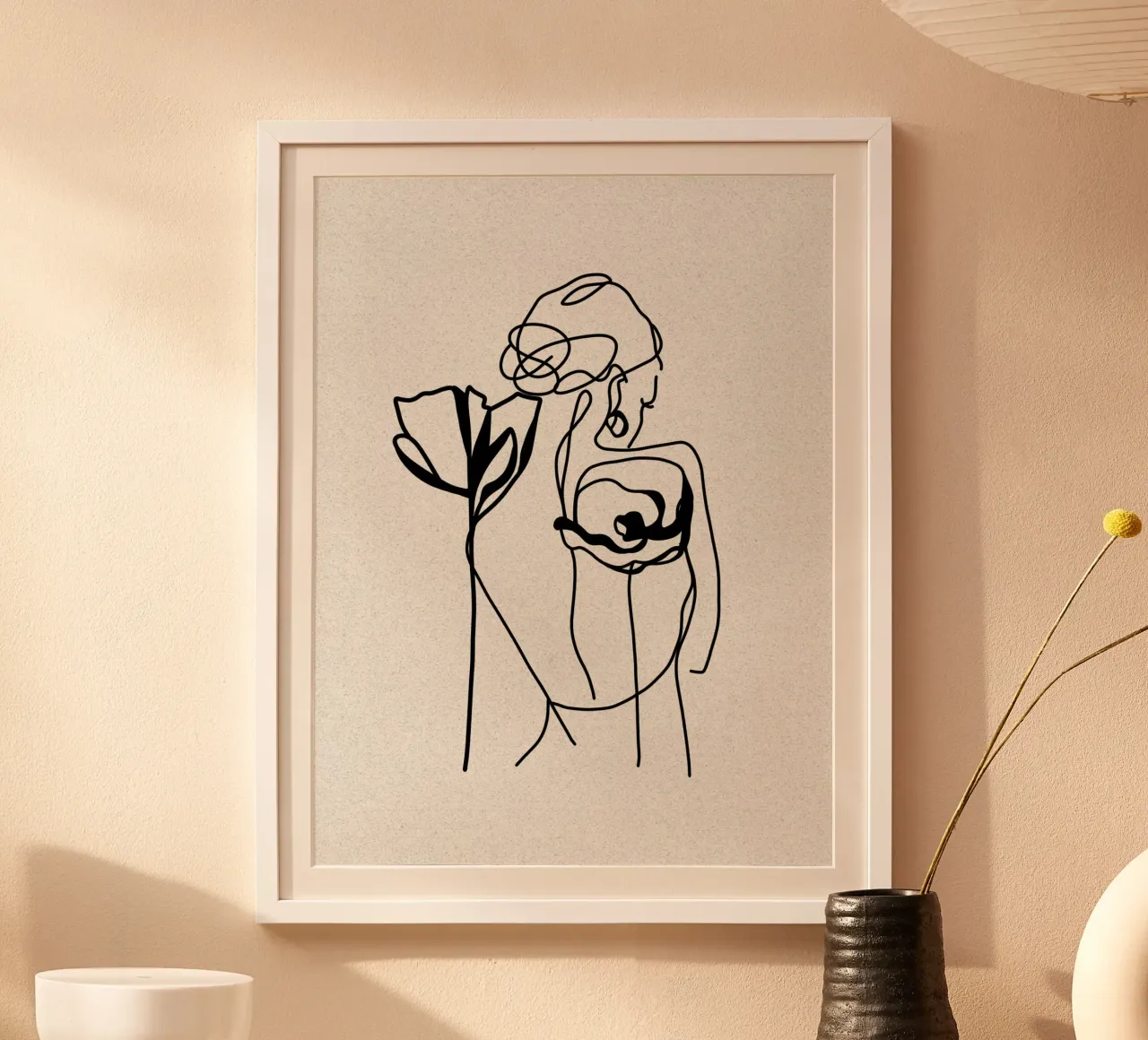 Donna con due fiori carta hahnemühle da ArtDesign by KBK