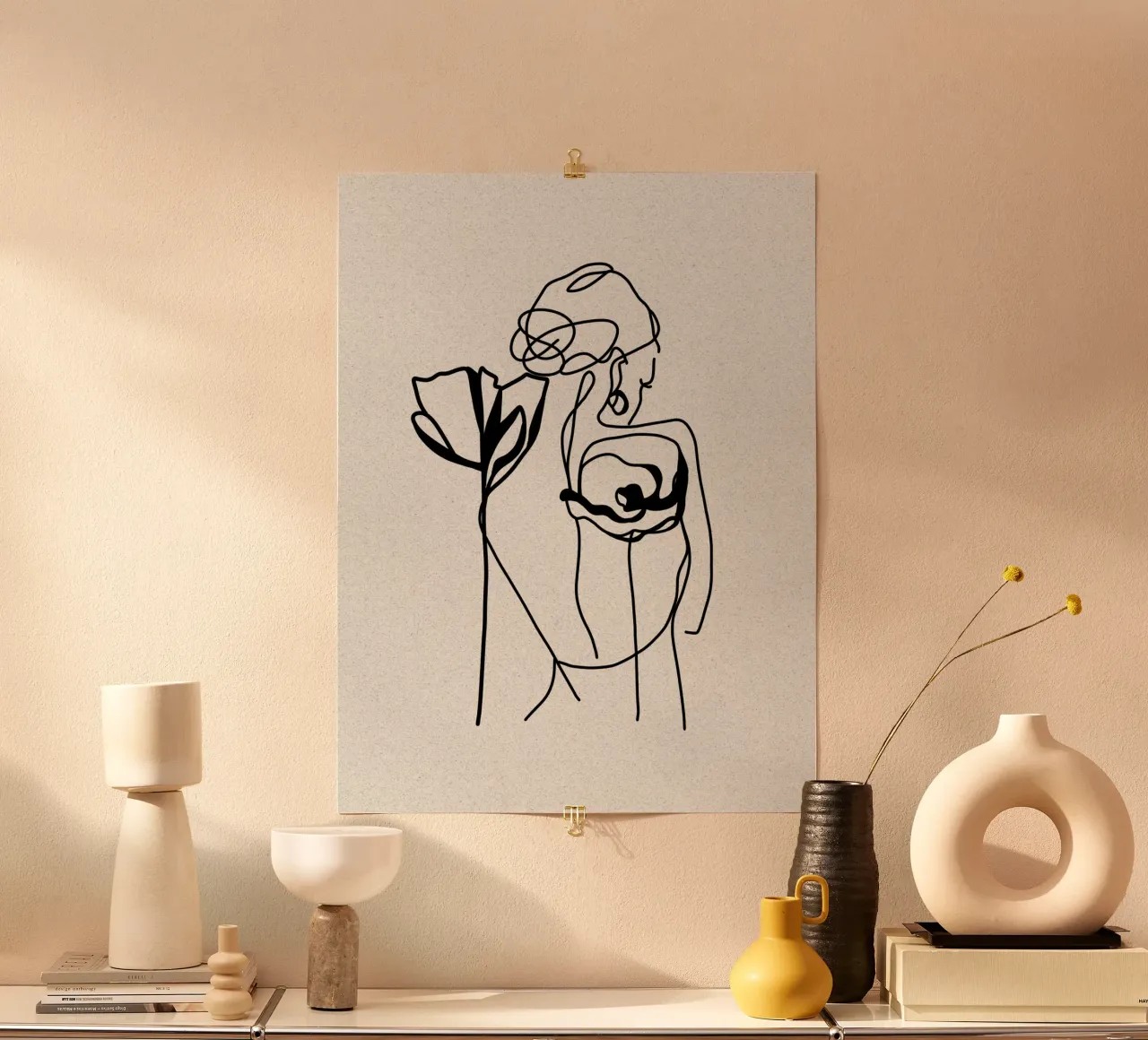 Donna con due fiori carta hahnemühle da ArtDesign by KBK