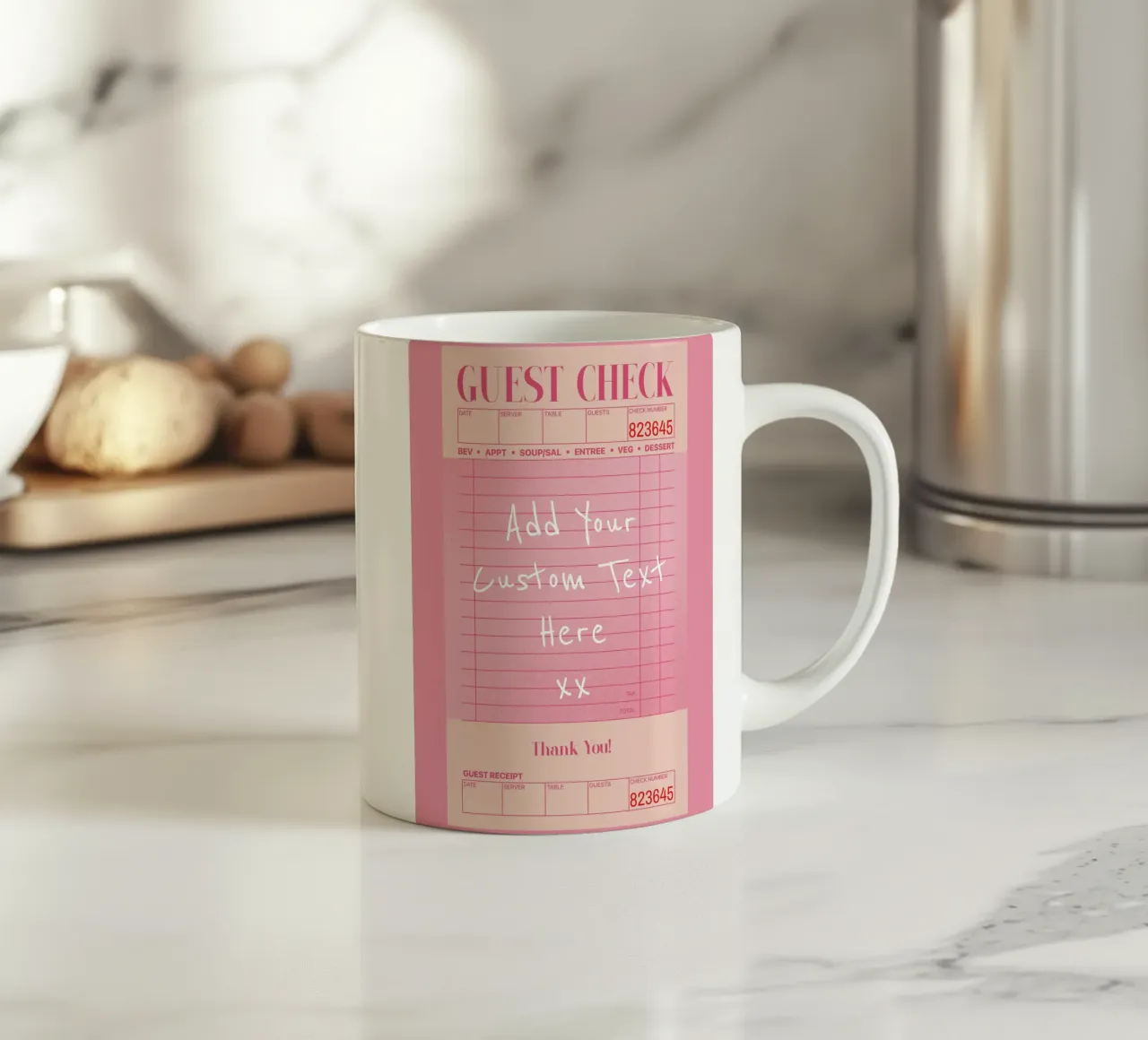 Custom Guest Check Poster, Personalised Print, Custom Art ceramic mug by PrintStudio