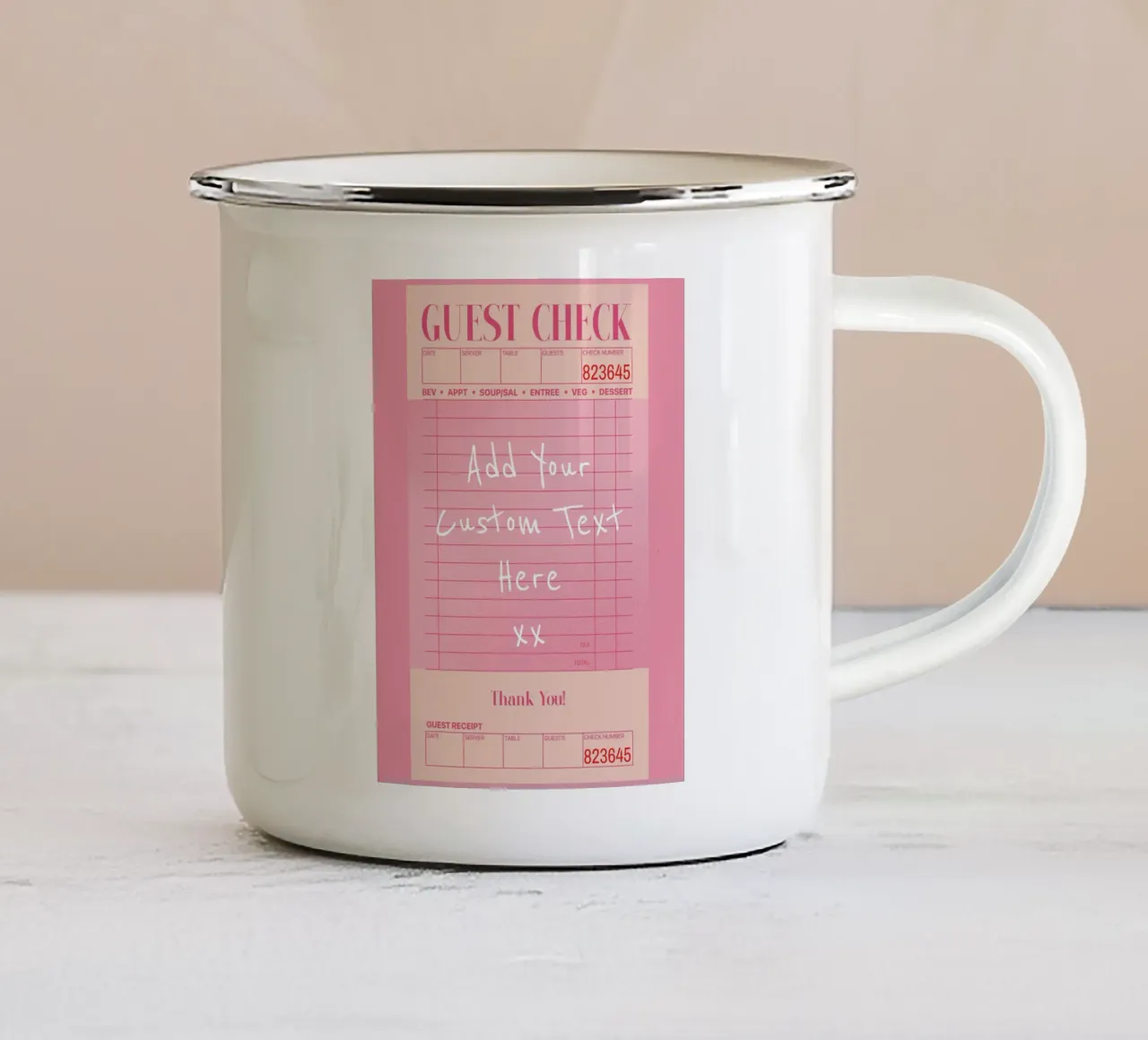 Individuelles Guest Check Poster, Personalisierter Druck, Individuelle Kunst Emaille Tasse von PrintStudio