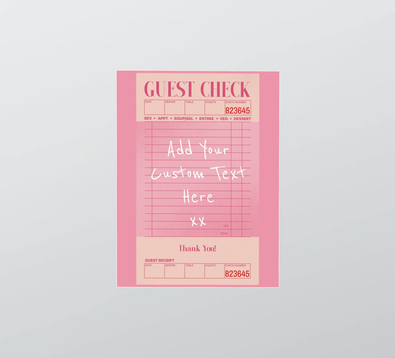 Custom Guest Check Poster, Personalised Print, Custom Art sticker by PrintStudio