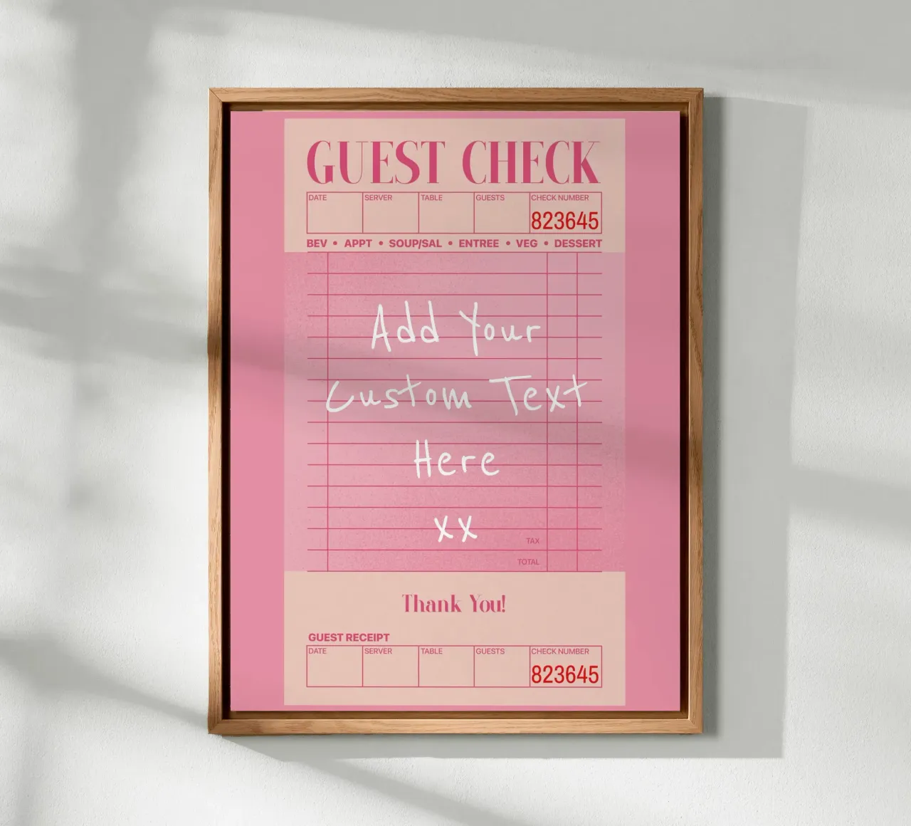 Custom Guest Check Poster, Personalised Print, Custom Art alu-dibond by PrintStudio