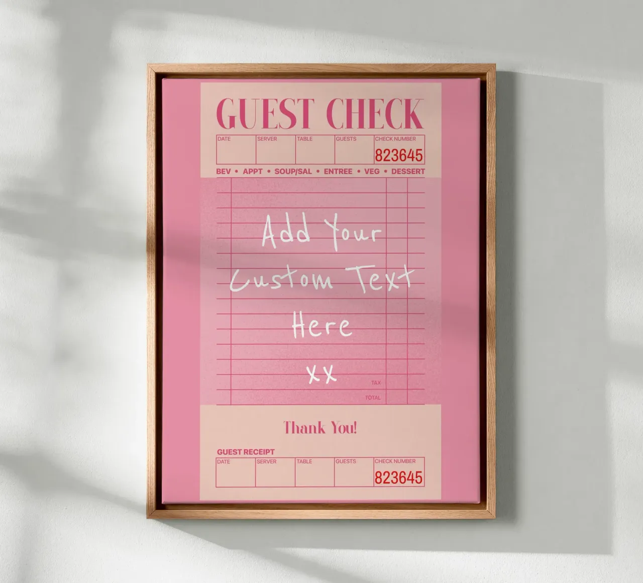 Custom Guest Check Poster, Personalised Print, Custom Art canvas by PrintStudio
