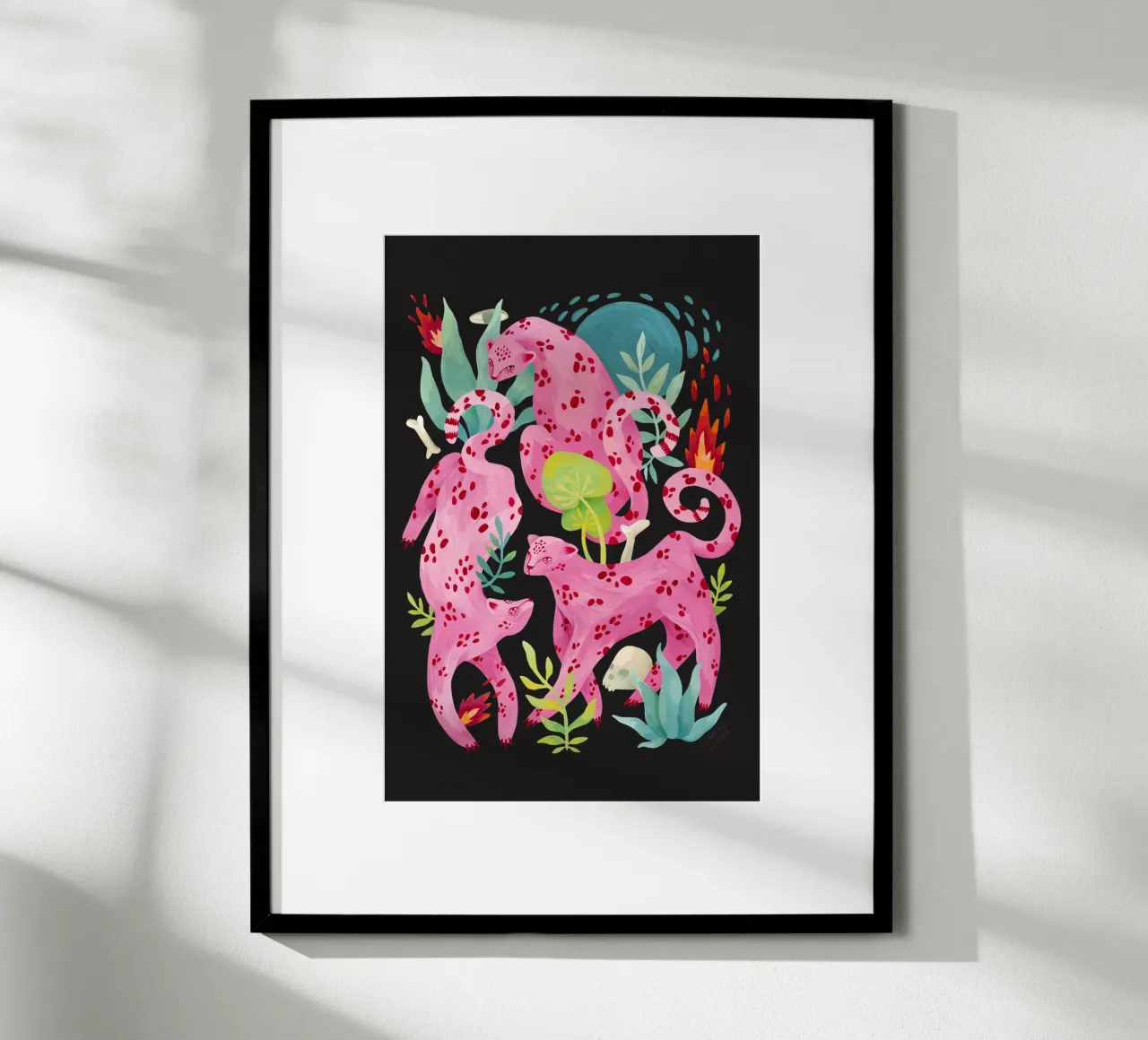 Giardino infuocato - Leopardi rosa poster da The Artcircle