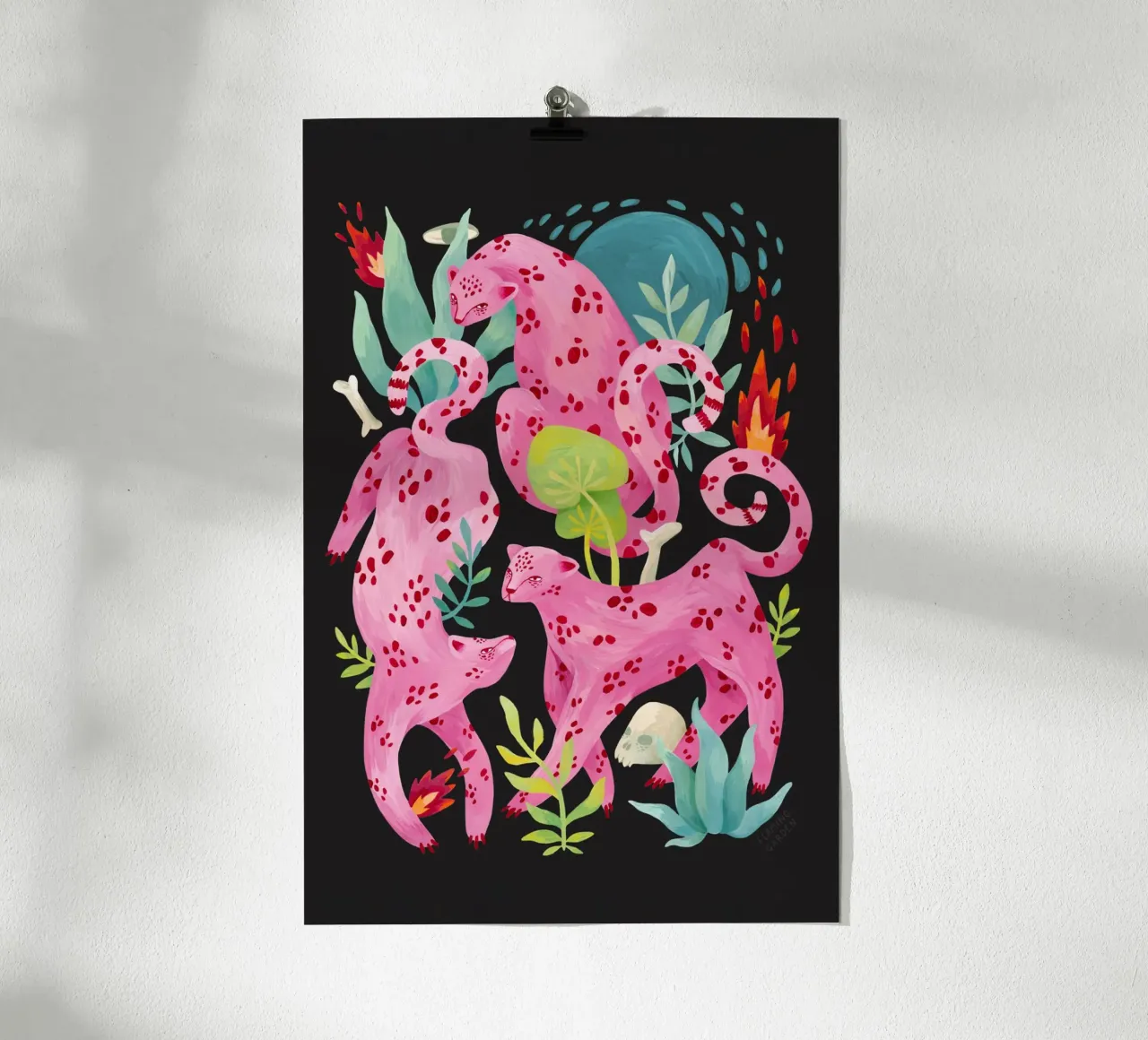 Giardino infuocato - Leopardi rosa poster da The Artcircle