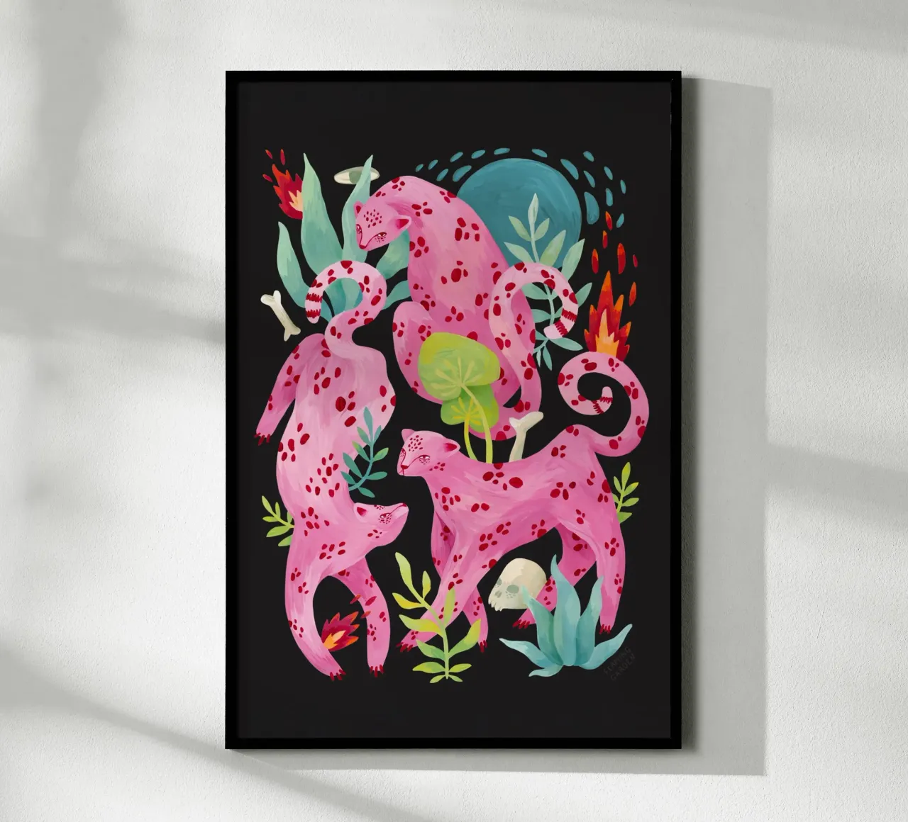 Giardino infuocato - Leopardi rosa poster da The Artcircle
