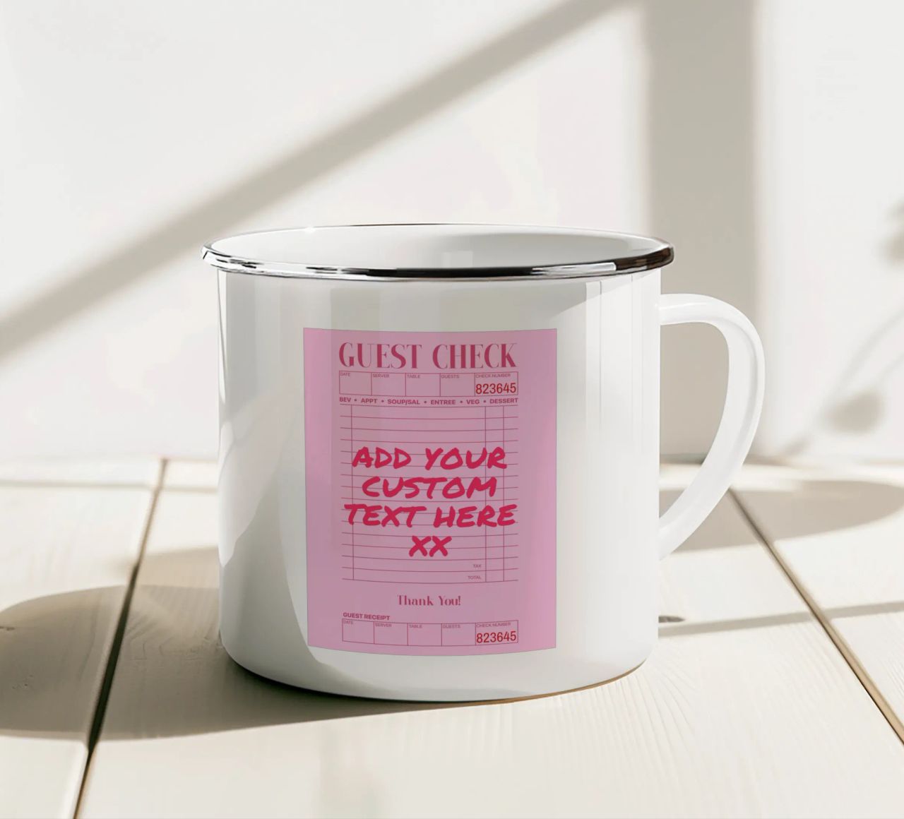 Custom Print, Personalized Gift, Custom Colour, Text, Font enamel mug by PrintStudio