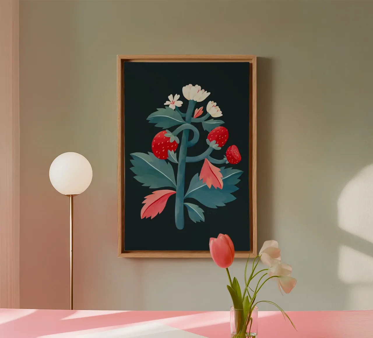 Flaming Garden - Strawberry Tree canvas met Baklijst van The Artcircle
