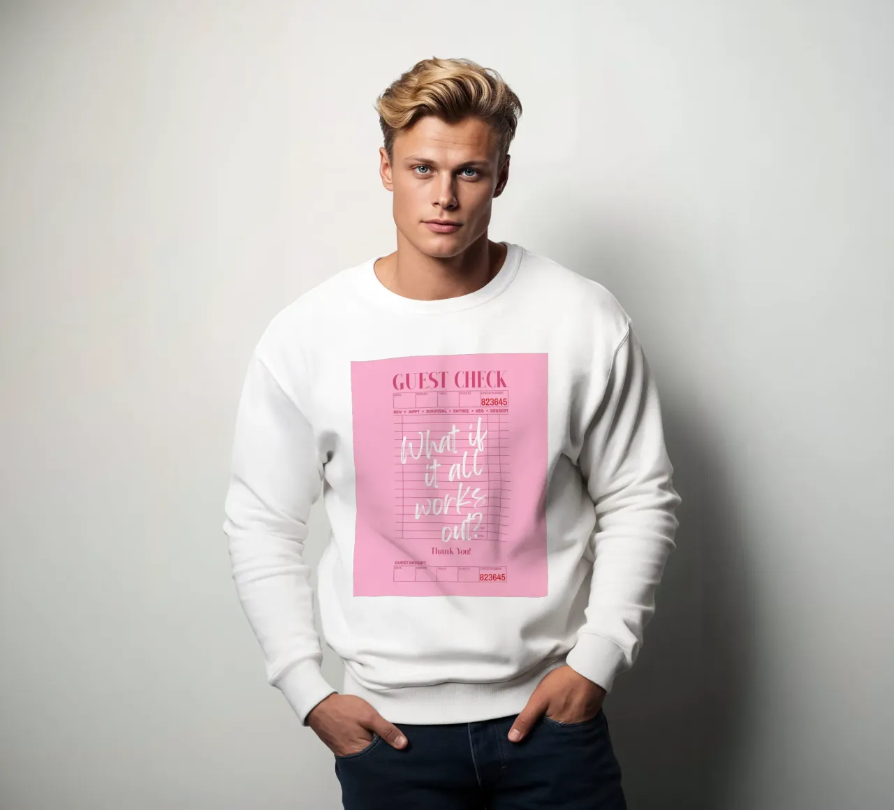Et si tout s'arrangeait ? Guest Check Modern Pink Poster sweat de PrintStudio