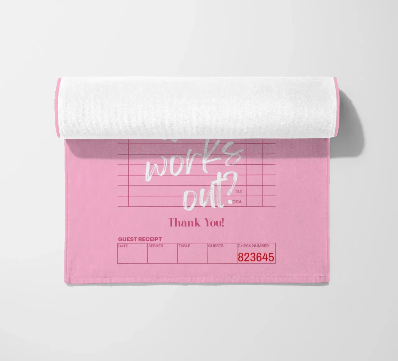 What if it all works out? Guest Check Modern Pink Poster beach towel by PrintStudio