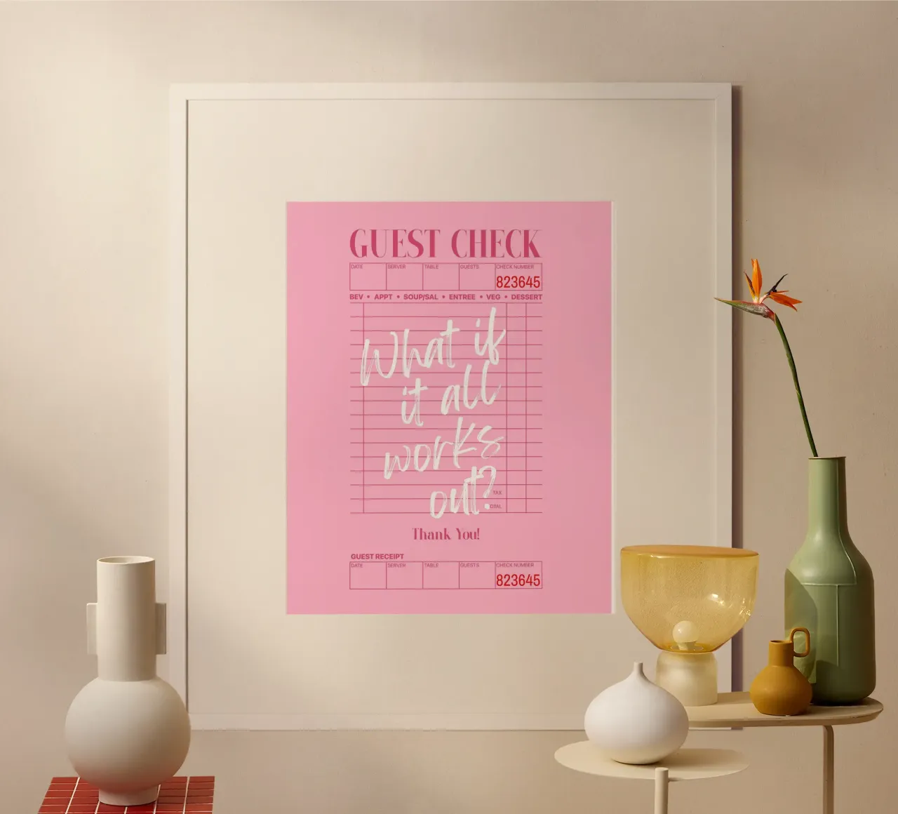 Und wenn alles klappt? Guest Check Modern Pink Poster Hahnemühle von PrintStudio