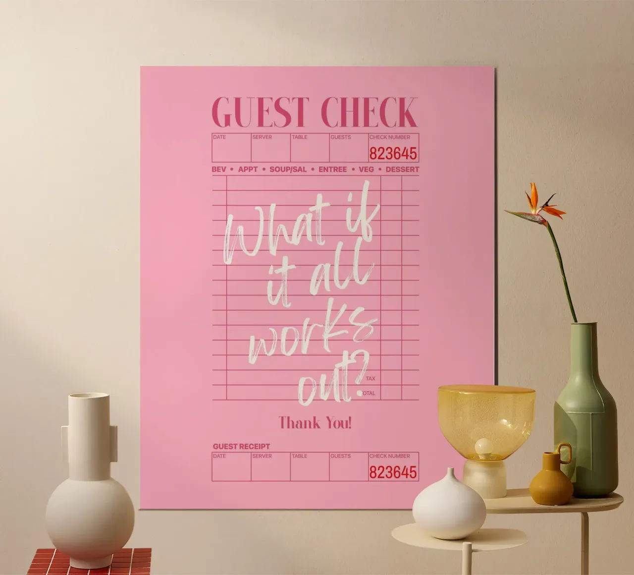 Und wenn alles klappt? Guest Check Modern Pink Poster Hahnemühle von PrintStudio