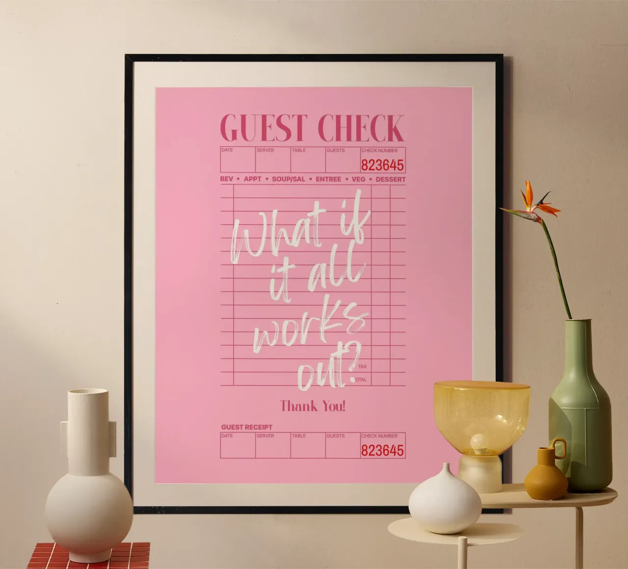 Und wenn alles klappt? Guest Check Modern Pink Poster Hahnemühle von PrintStudio