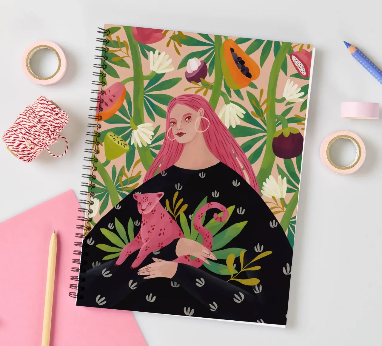 Flaming Garden - Tropical Lady notitieboek met spiraal van The Artcircle
