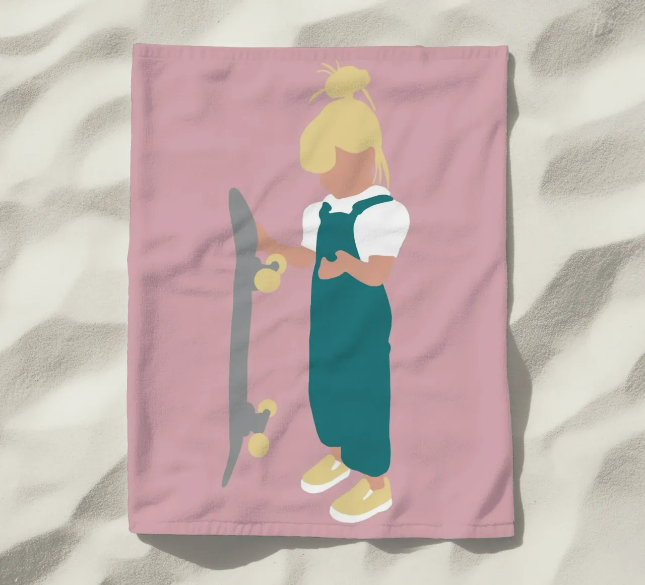 JUNO - Ragazza con skateboard illustrazione minimalista telo mare da Tine Taler