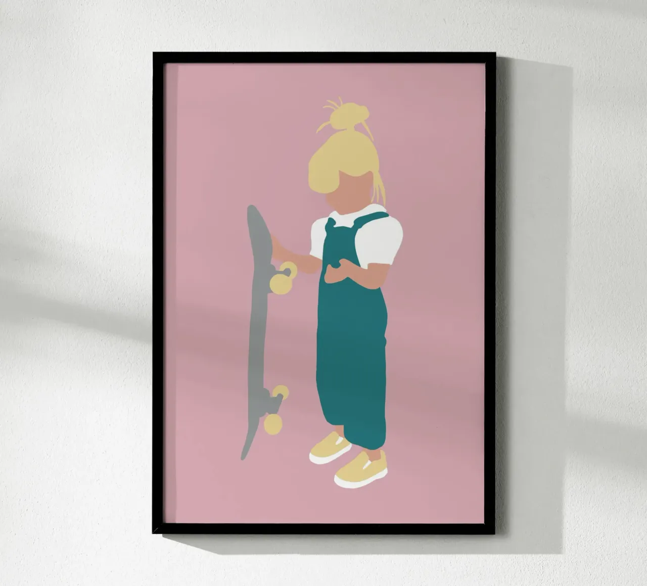JUNO - Ragazza con skateboard illustrazione minimalista carta hahnemühle da Tine Taler