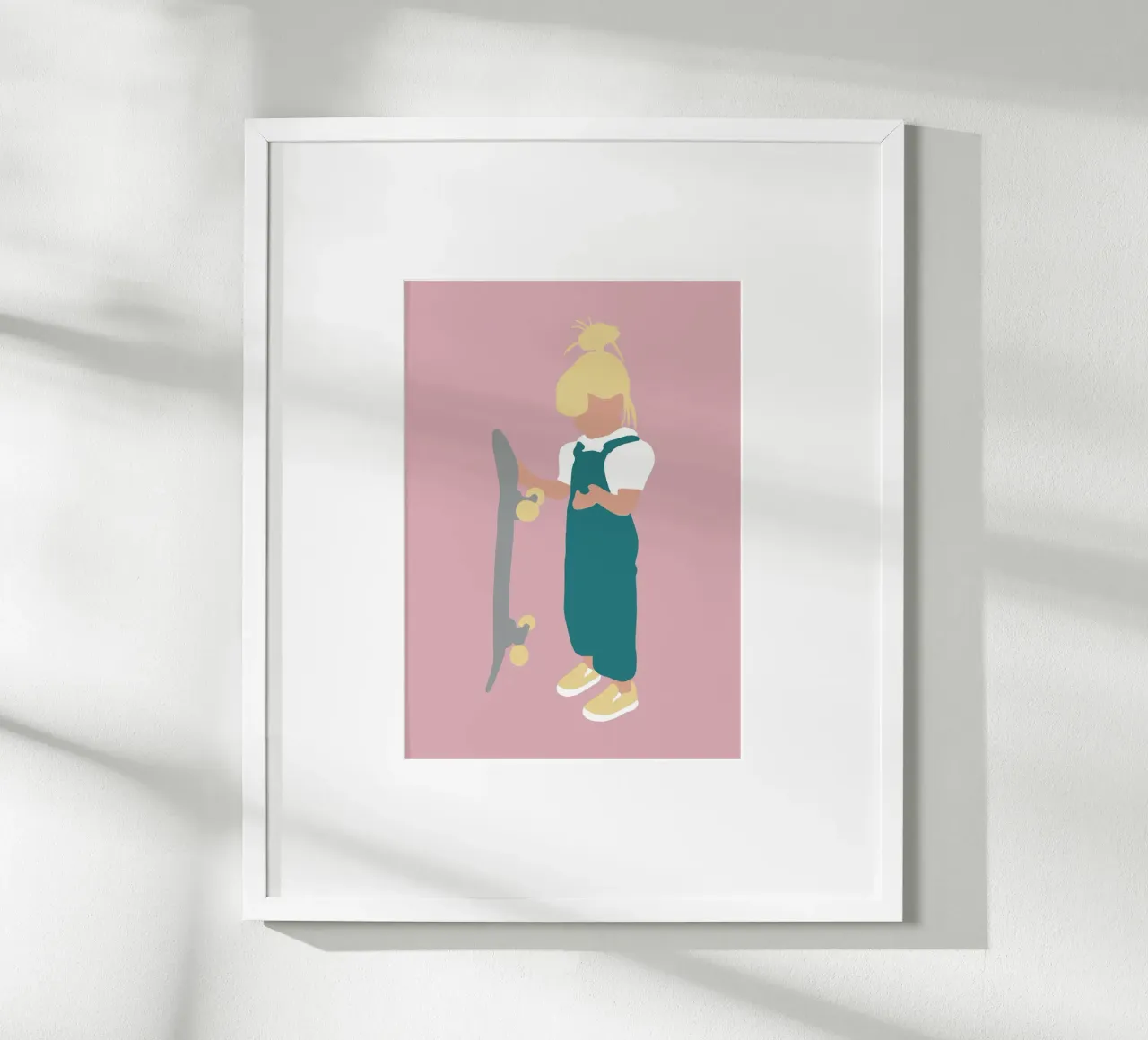 JUNO - Ragazza con skateboard illustrazione minimalista carta hahnemühle da Tine Taler