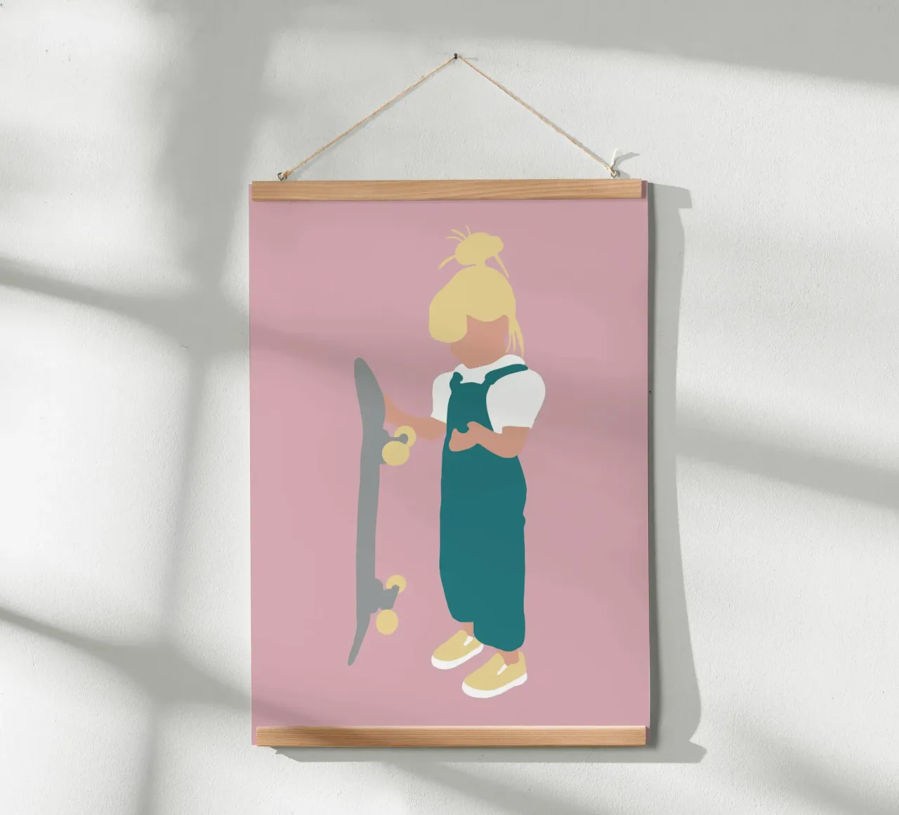 JUNO - Ragazza con skateboard illustrazione minimalista carta hahnemühle da Tine Taler