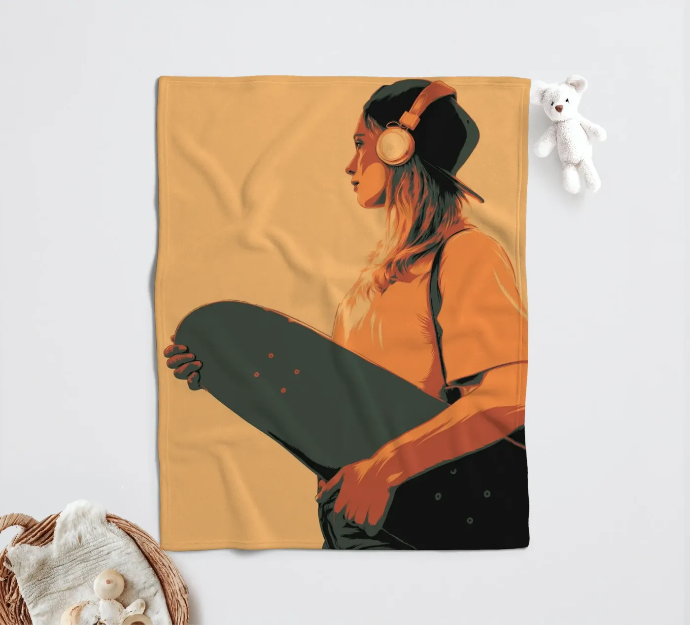 SUNSET SKATER fleece blanket by Cranio Dsgn