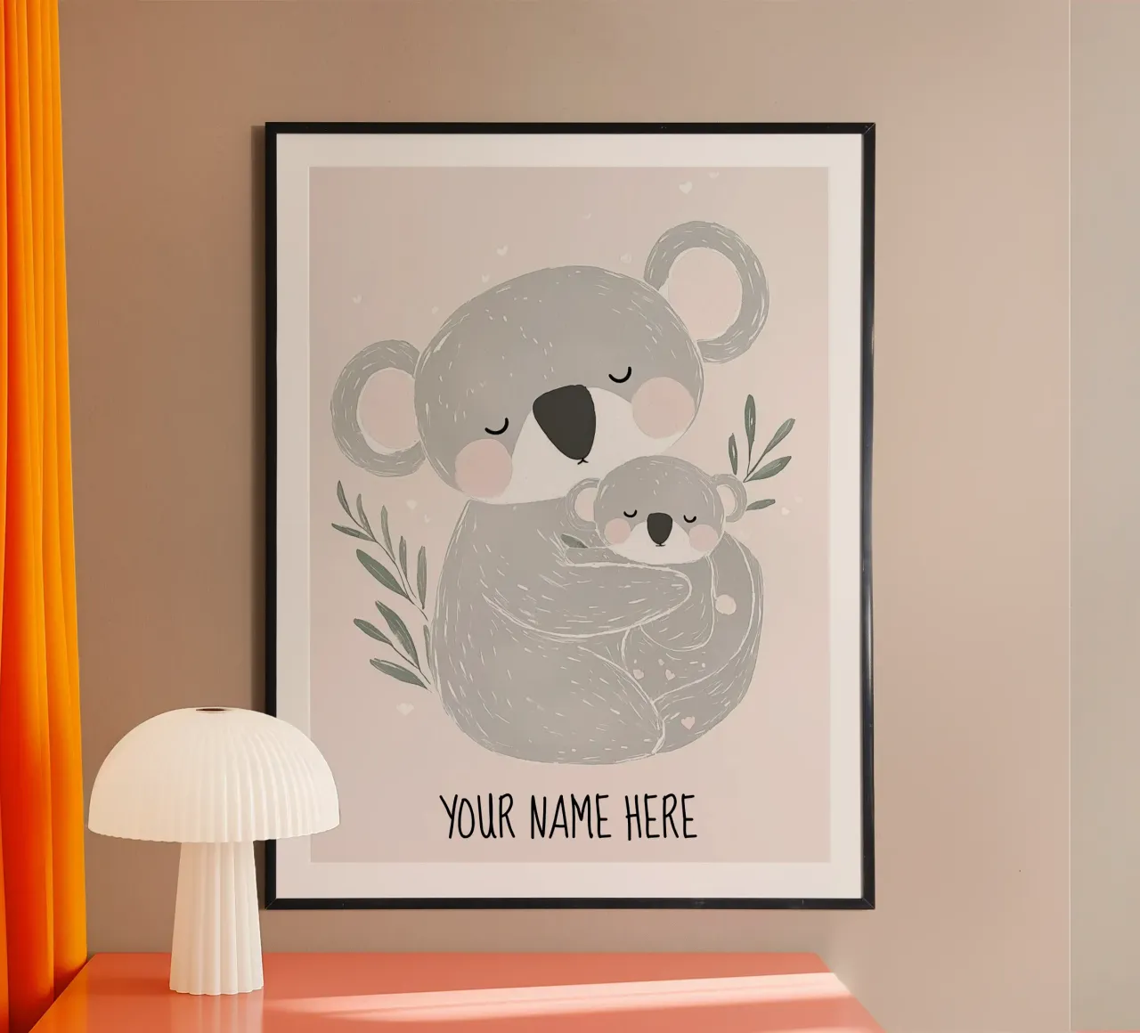 Custom Print Koalas, Personalized Gift For Her, Nursery Art poster with wooden frame by Little Lola