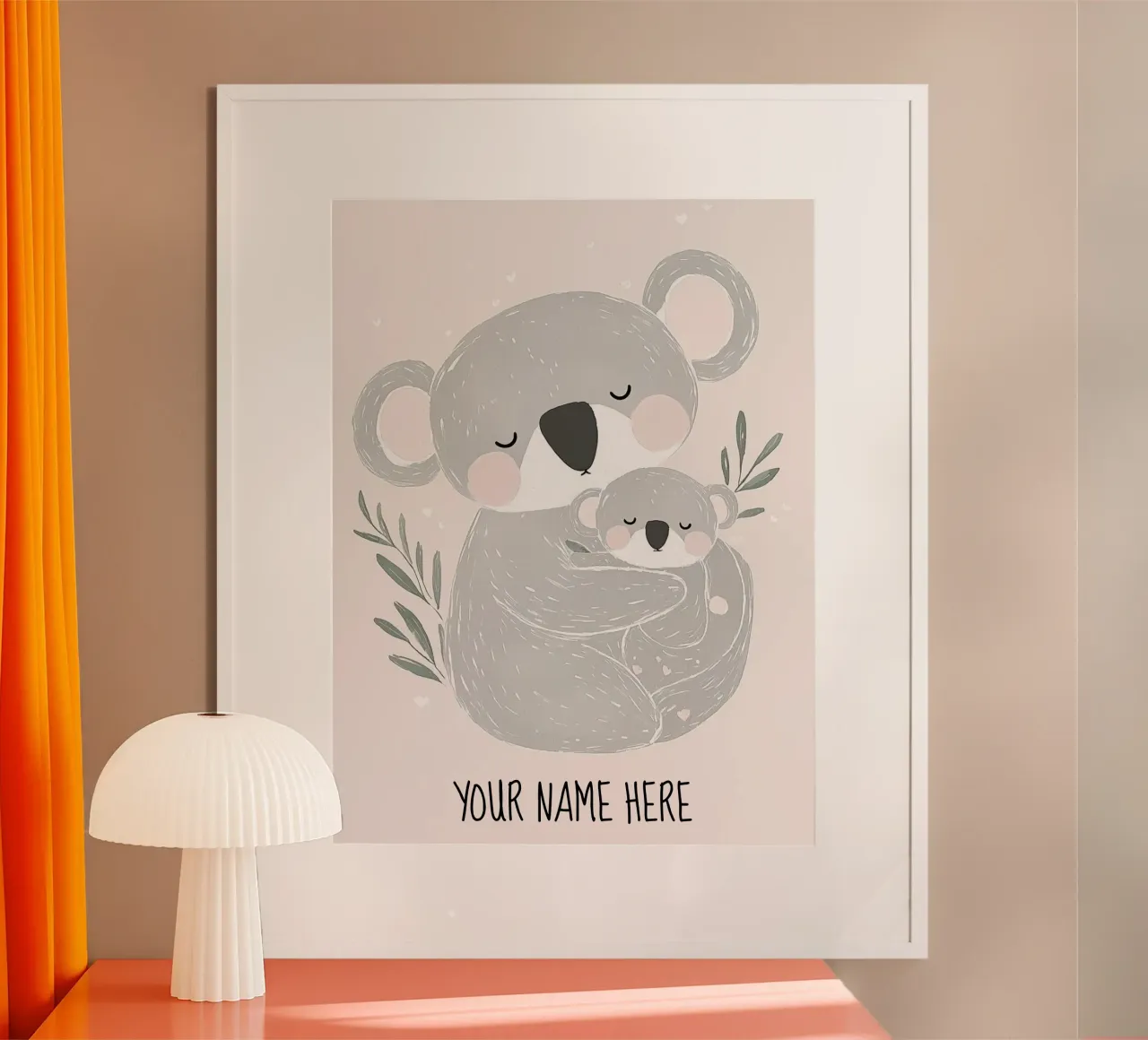 Custom Print Koalas, Personalized Gift For Her, Nursery Art poster with wooden frame by Little Lola