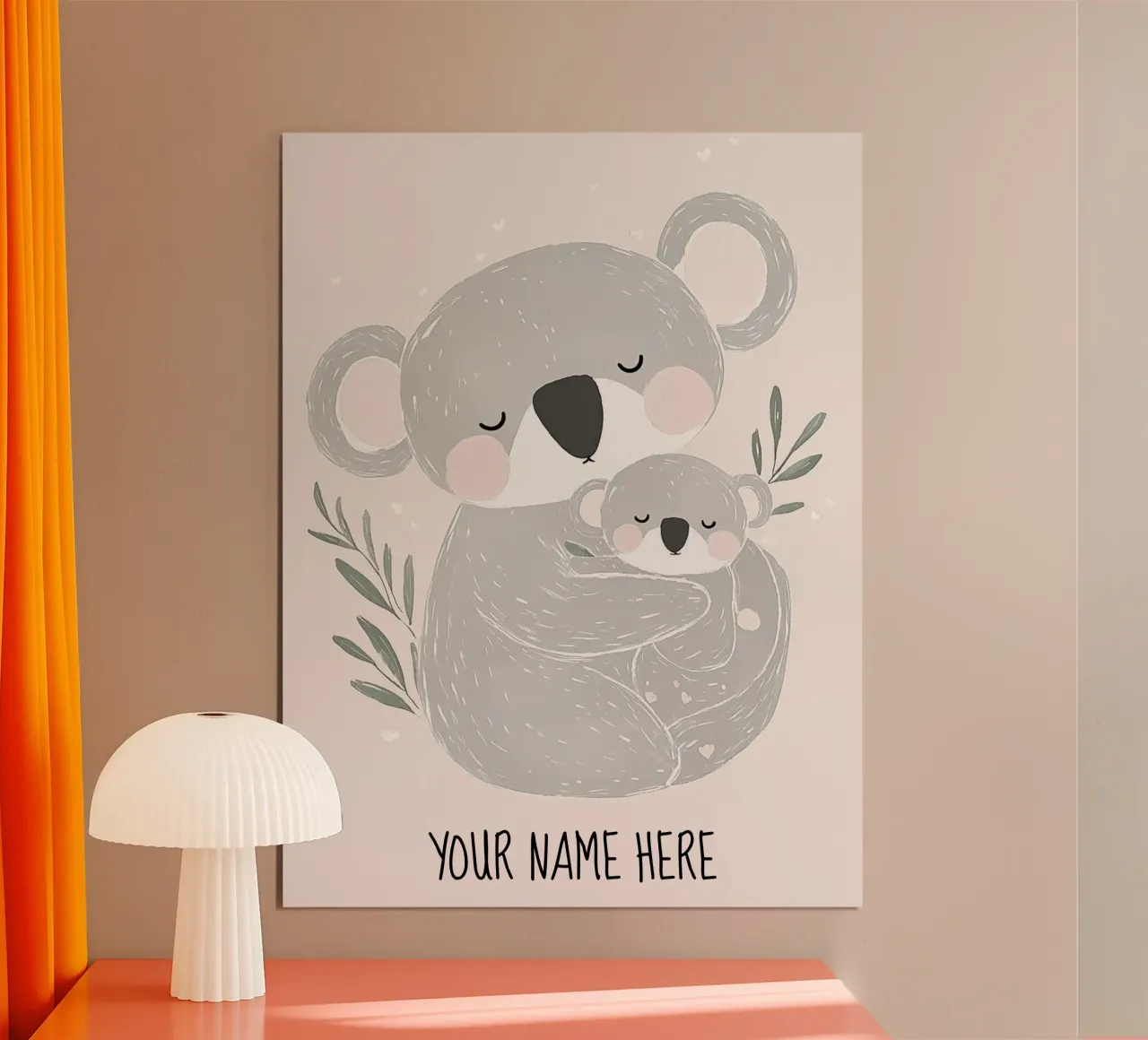 Custom Print Koalas, Personalized Gift For Her, Nursery Art poster with wooden frame by Little Lola