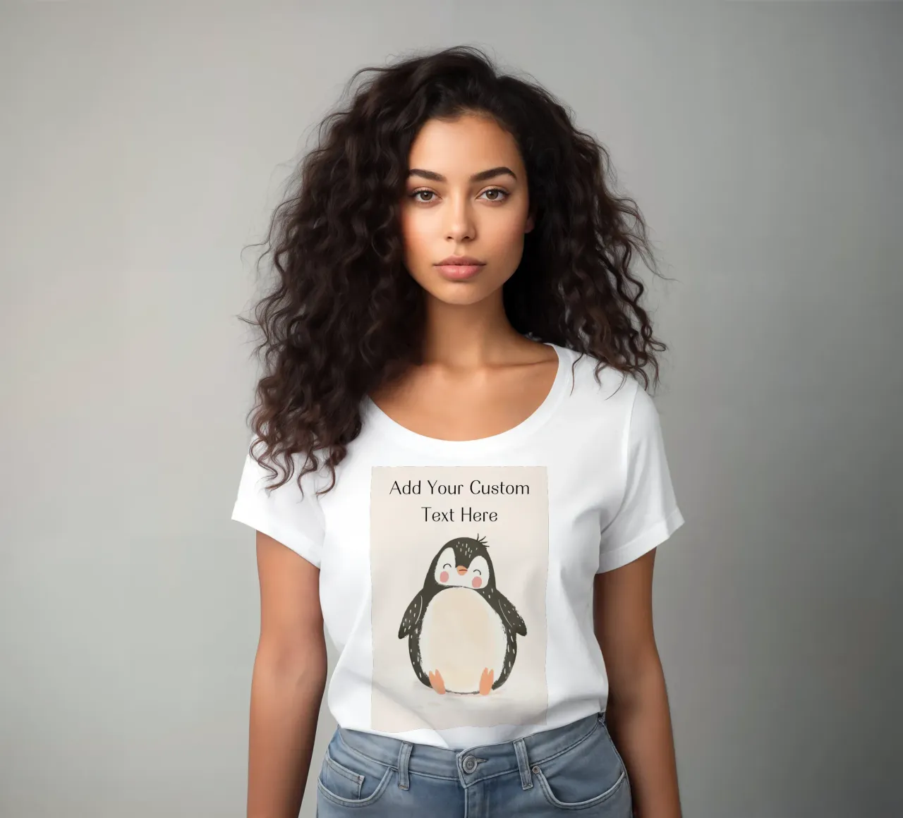 Custom Quote For Kids Nursery, Personalization Cute Penguin women's fitted t-shirt by Little Lola
