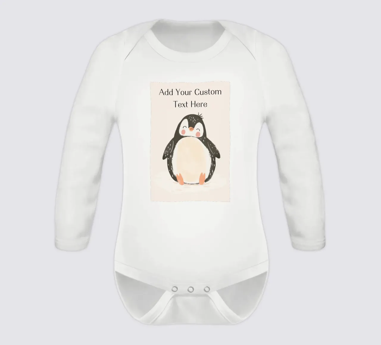Custom Quote For Kids Nursery, Personalization Cute Penguin long-sleeve baby romper by Little Lola