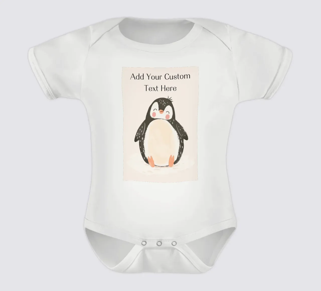 Custom Quote For Kids Nursery, Personalization Cute Penguin short-sleeve baby romper by Little Lola