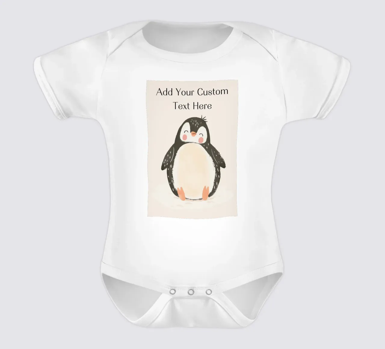 Custom Quote For Kids Nursery, Personalization Cute Penguin short-sleeve baby romper by Little Lola